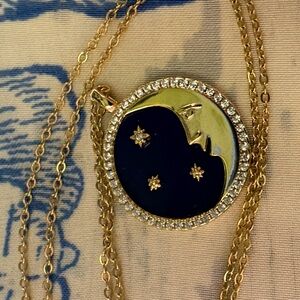 Gold and Blue Moon Dimond Necklace